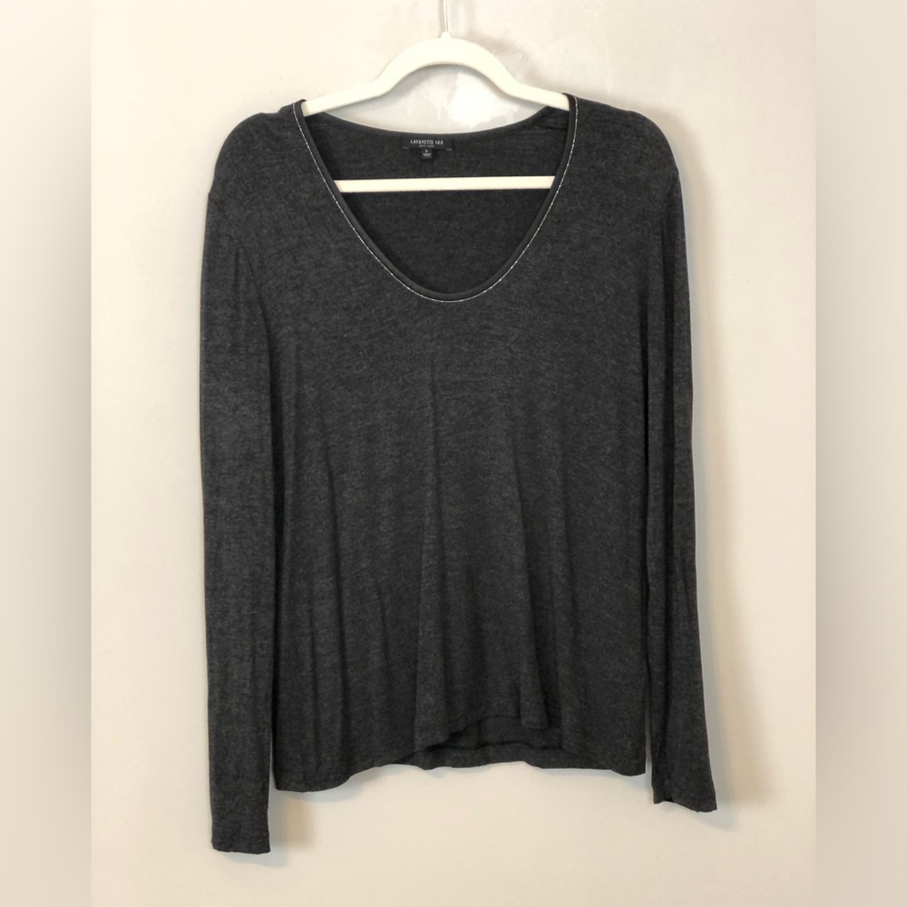 LAFAYETTE 148 Grey Long Sleeve Comfy Top sz L